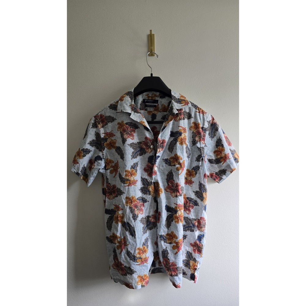 Cremieux Classics Supima Cotton Floral‎ Hawaiian Shirt Mens L Tropical Button Up